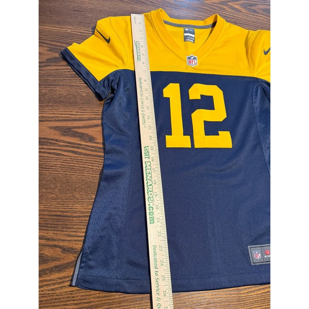 Nike Green Bay Packers Aaron‎ Rodgers 12 NFL Jersey Women's Small Yellow Blue